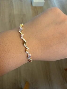Gold Multi-Color CZ Tennis Bracelet - Women Jewelry